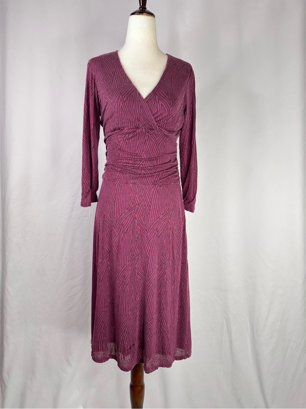 Boden Plum Wrap-Style 3/4 Sleeve Midi Dress